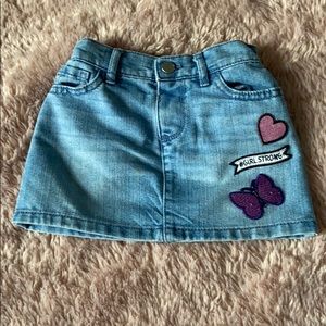 Denim skirt with cute patches #GirlStrong
